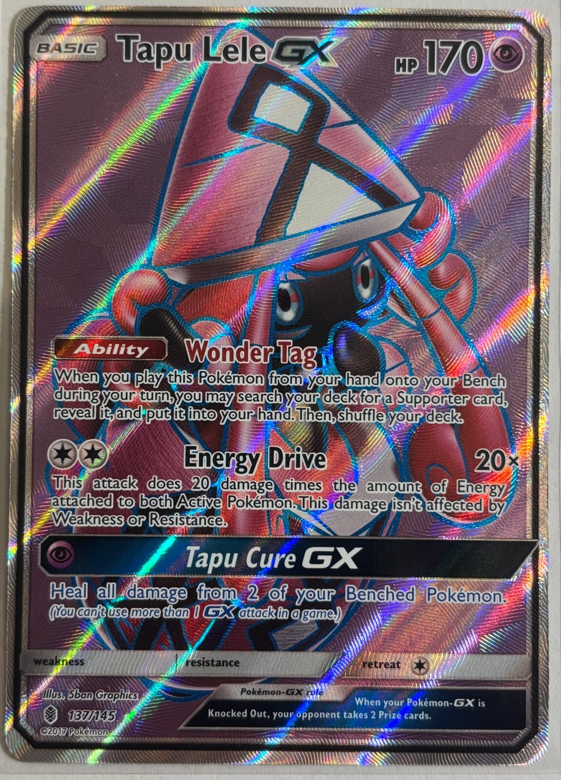 Pokemon TCG Tapu Lele GX - Guardians Rising 137/145 Ultra Rare Full Art NM