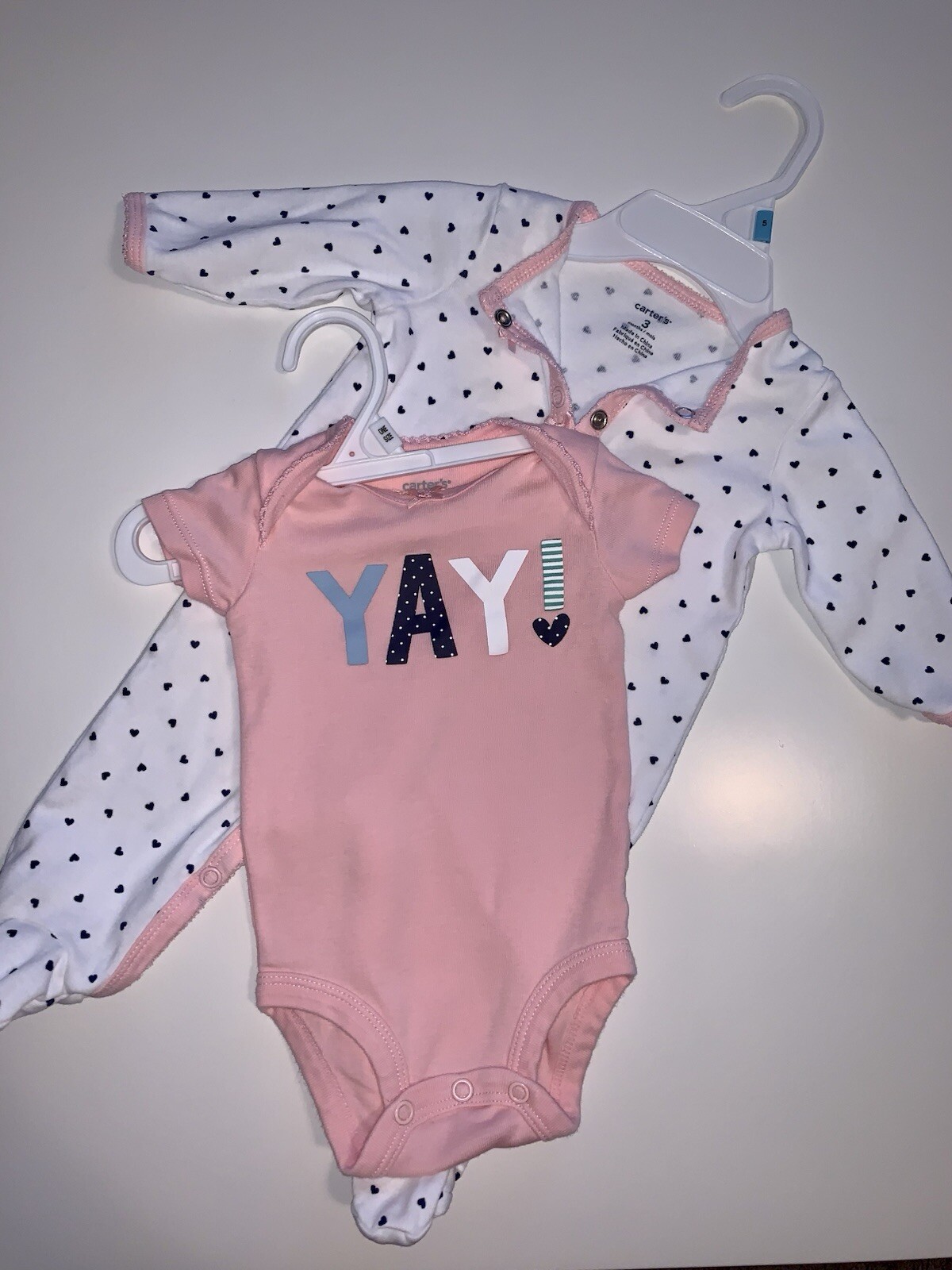 Carter's Valentine Theme Footed Romper / Sleeper Size 3 Months & Bodysuit YAY