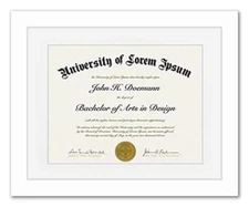 Americanflat 11x14 Diploma Frame in White - Displays 8.5x11 Diplomas with Mat 