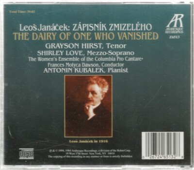 Leos Janacek:  The Diary Of One Who Vanished:   NEW sealed 1984/94 Arabesque CD