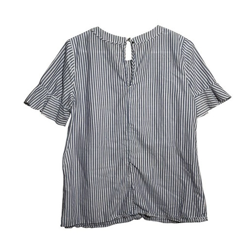 Banana Republic Blouse Women's Medium Striped Short Sleeve Ruffle Career Top - Picture 5 of 9