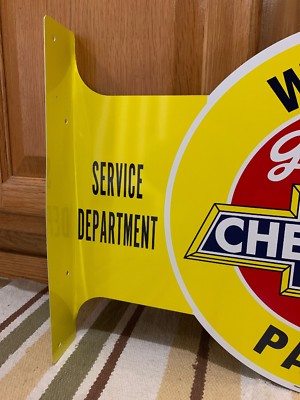 CHEVROLET GENUINE PARTS Vintage Style Flange Garage Man Cave Metal