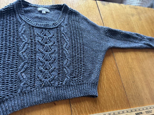 Decree Damen LARGE grau Zopfmuster offen gewebt LAGENLOOK Pullover Pulli gebraucht, in einwandfreiem Zustand - Bild 11 von 13
