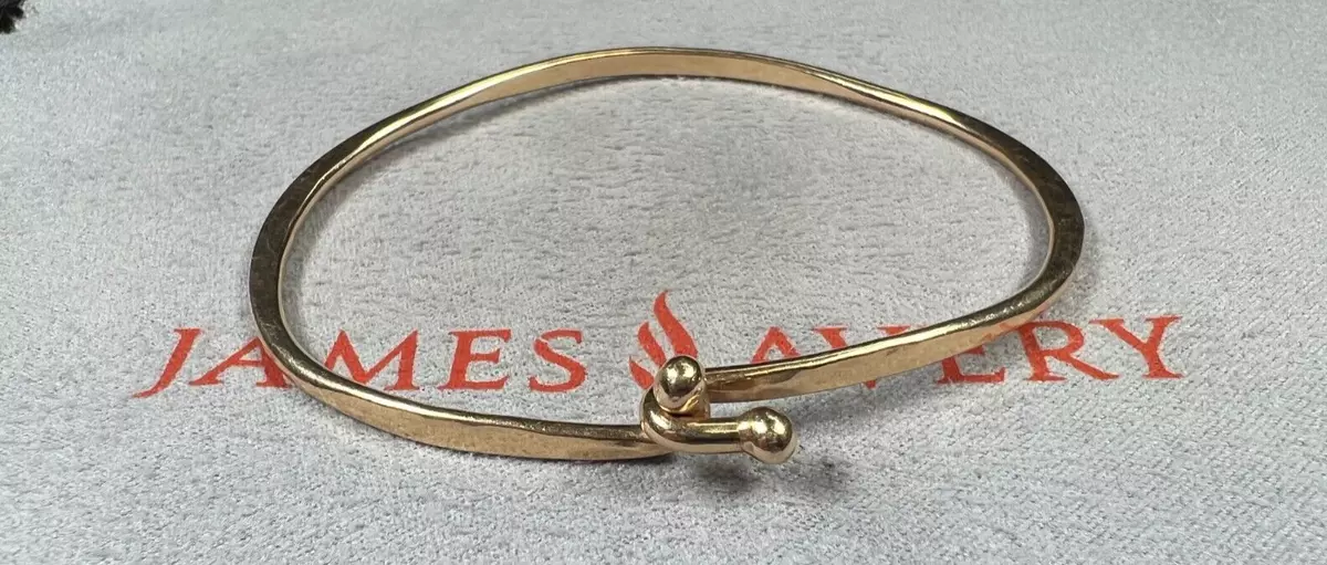 James Avery 14K Yellow Gold Hammered Hook On Bangle Bracelet 2.5