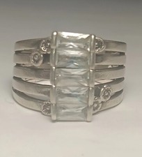 Vintage Sterling Silver And Czs Floral Ring Made In Israel Size 9