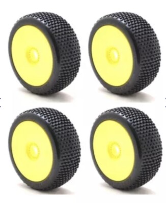 Sweep Racing Battle Star-T Silver Dot 1/8th Tuggy Tires 4pcs Set W Yellow D. W.