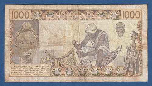 WEST AFRICAN STATES -- 1000 FRANCS (1984) -- C. MARFIL -- BC // F -- PICK 107Ae - Picture 2 of 2