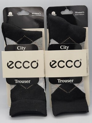  Ecco Women's Trouser Sock Size 9-11. BLACK. (2 PAIRS)