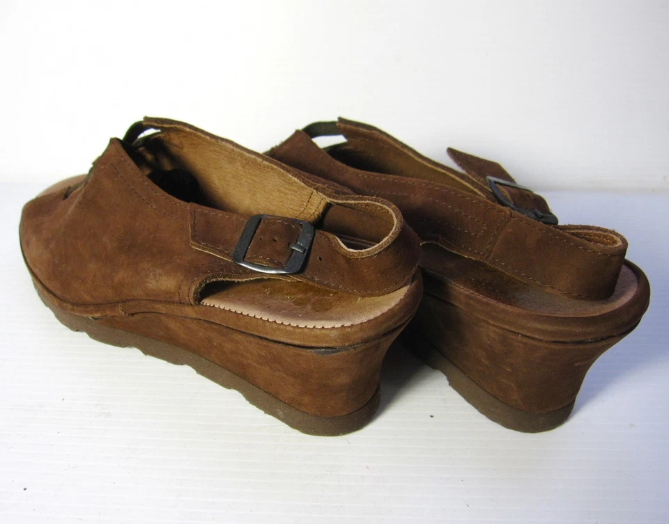 Spring Step SLINGBACK SHOES SIZE 41 open Toe Casual Comfort Brown Suede Sandal - Image 3 of 4