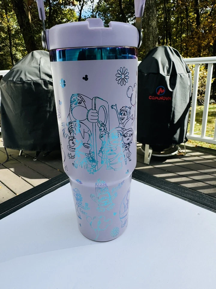 30盎司翻盖吸管隔热玻璃杯激光雕刻迪士尼Inside Out 2 — 第 3/4 张图片