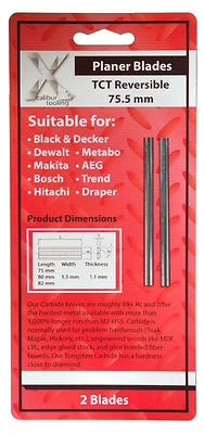 XCALIBUR TOOLING Black and Decker BD750 DN750 Carbide Planer Blades 1 Pair 75mm