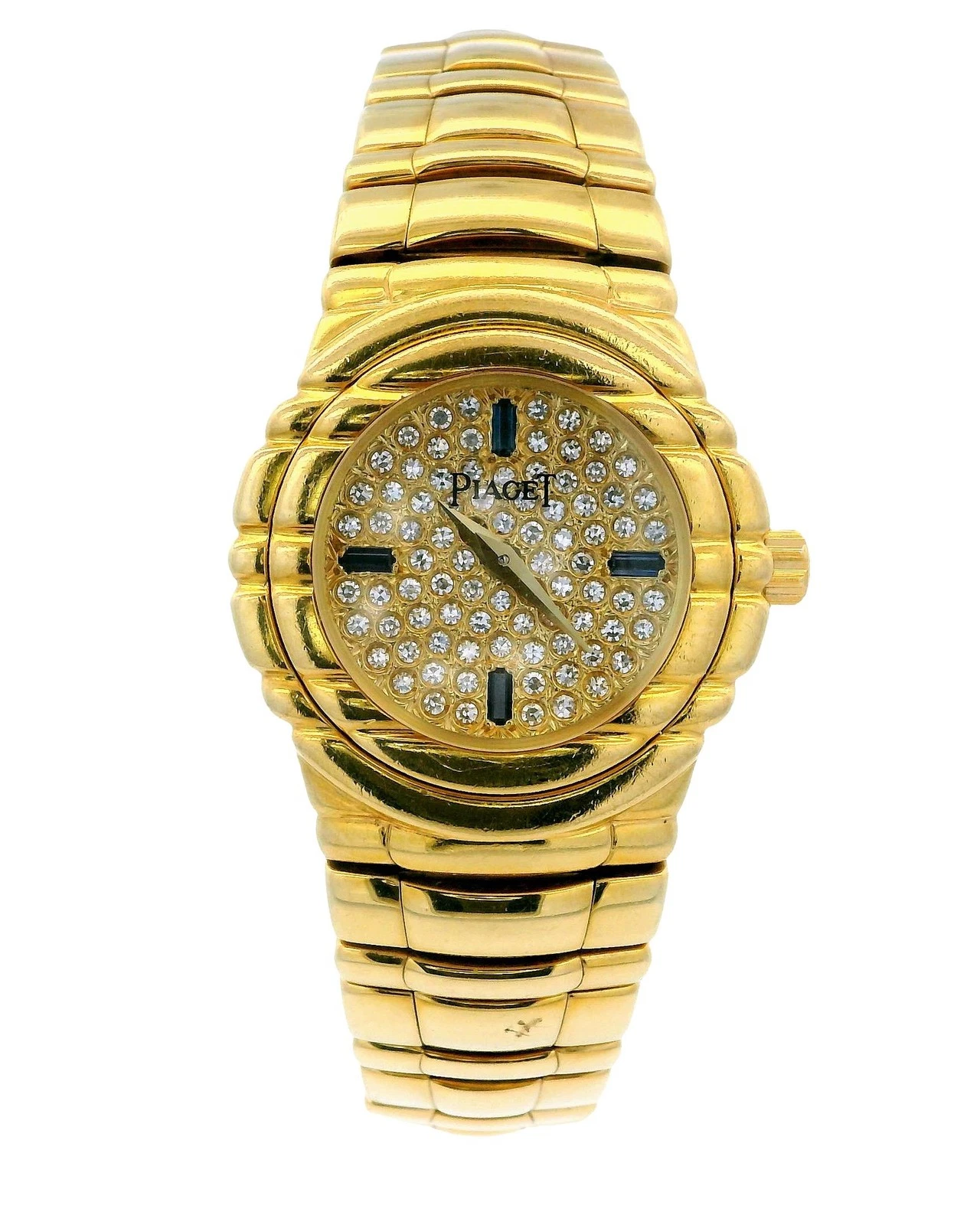 Piaget — Piaget Tanagra GOA15262 18K Yellow Gold Pave Dial & Sapphire Ladies Watch