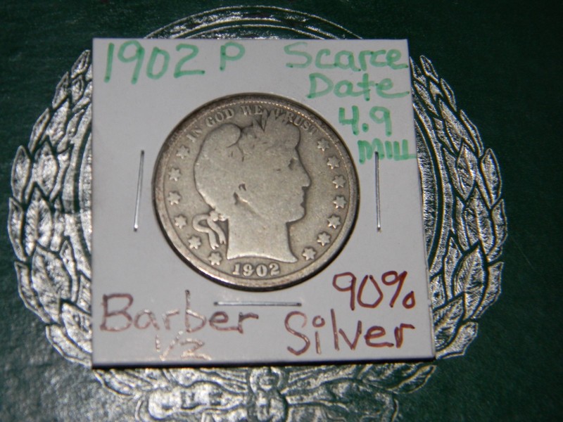 1902 Barber Half Dollar – 90% Silver -- Circulated Very Good/Fine  4.9 MILL