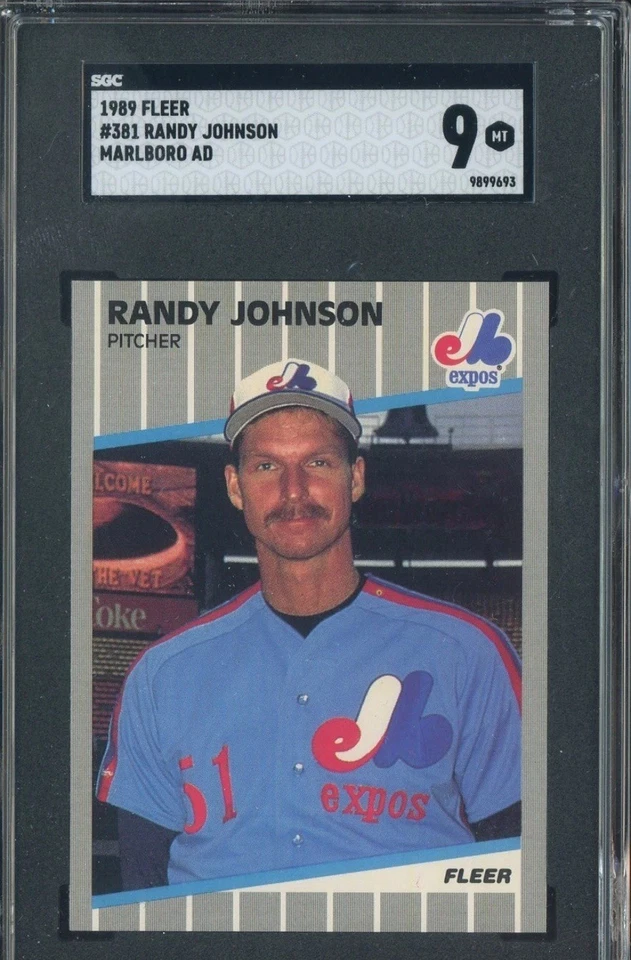 1989 Fleer Randy Johnson Marlboro AD Error #381 RC Rookie HOF SGC 9 MINT - Image 2 of 3