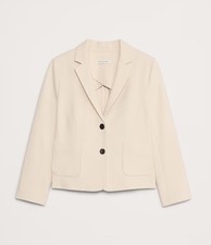  200 BANANA REPUBLIC Everywhere Ponte Short Blazer Cropped Cream White Medium