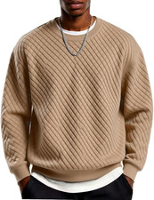 Men'S Crewneck Sweatshirt Geometric Texture Casual Long Sleeve Sweatshirts Fashi
