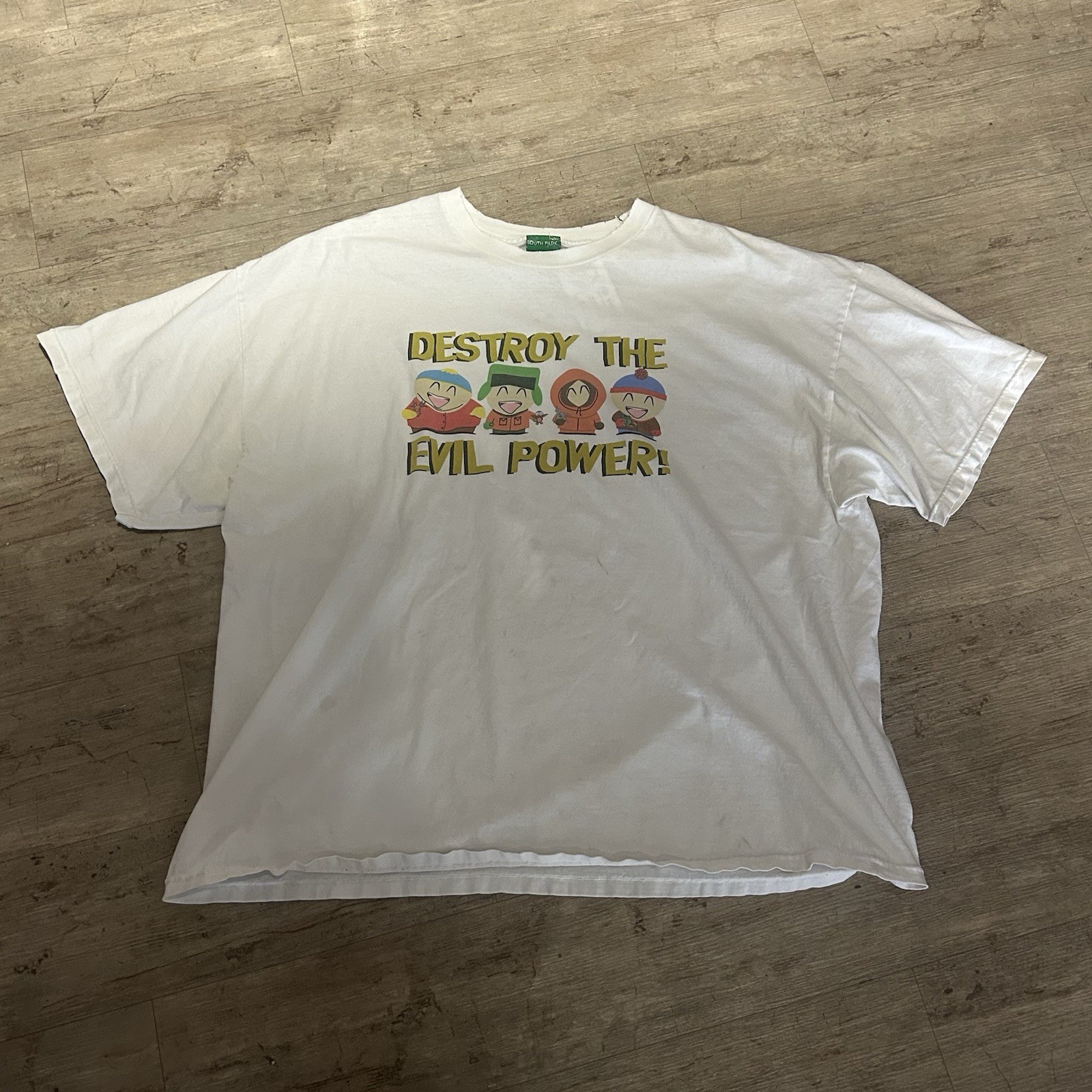 Vintage South Park Comedy Central Destroy The Evil Power T Shirt White RARE XXL