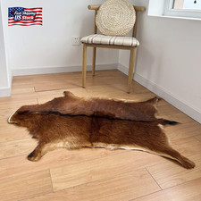 Red Deer Hide Rug Deerskin, 2.3X1.8 Ft,Hunting Rug,Fawn Mat,Antelope Carpet