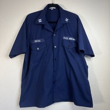 USCG Coast Guard Auxiliary Utility Shirt Button Up Blue XL Anchor Buttons Unicor