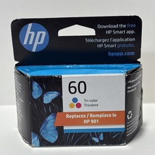 Genuine HP 60 Tri-Color Ink Print Cartridge CC643WN sealed Exp July 2024