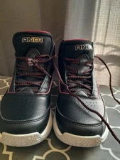 AND1 Basketball Shoes Mens Size 11.5 Black Red Mid Top Non-Marking MNA143GX001