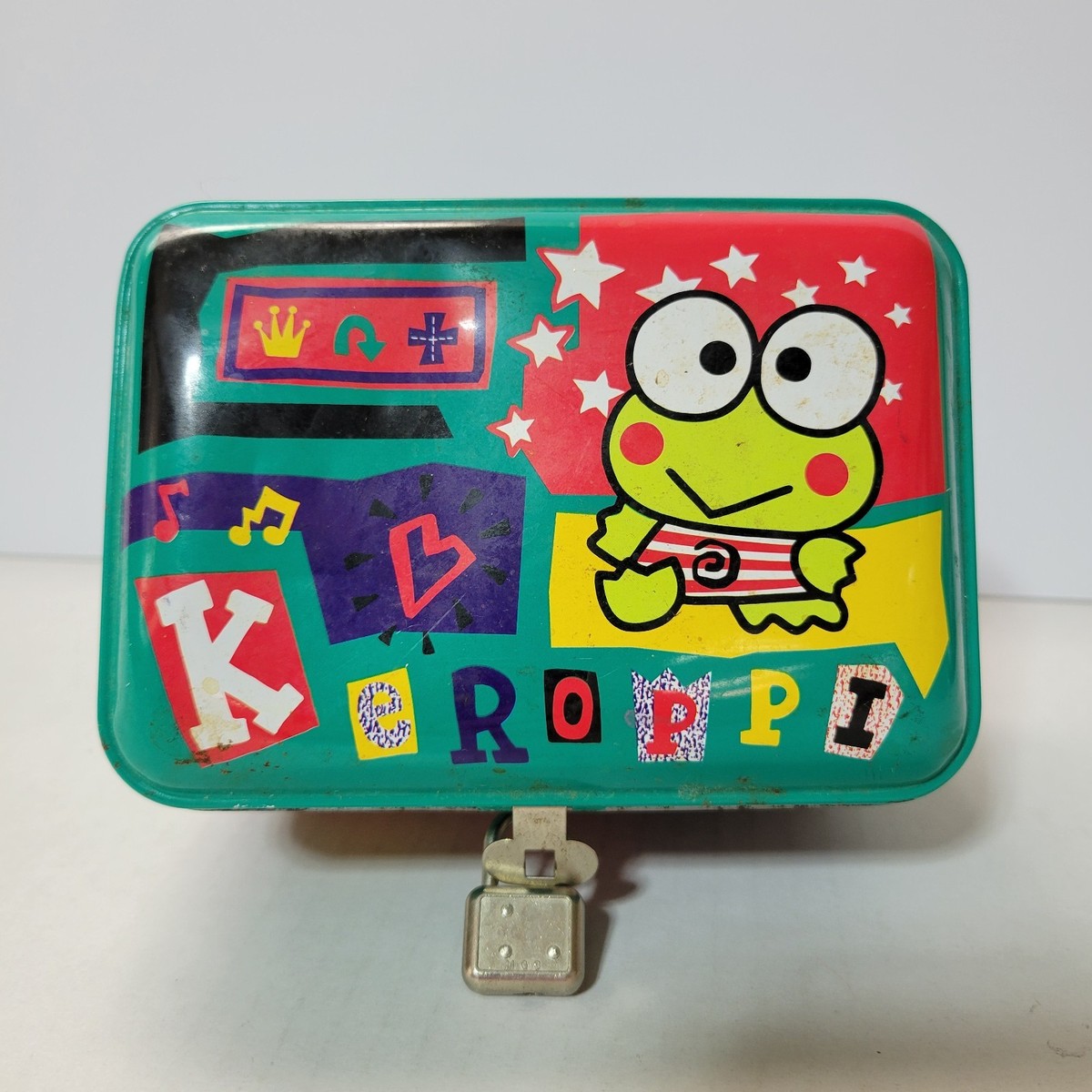Vintage 1997 Sanrio Keroppi Green Metal Tin Cute 90s Style