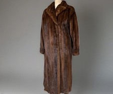 Mahogany Mink Fur Stroller Shawl Collar Women’s Coat Size S Made In USA