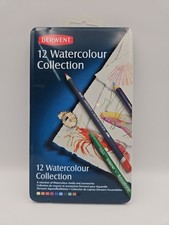 Derwent 12 Watercolour Collection Pencil Tin Mixed Water Soluble Media New
