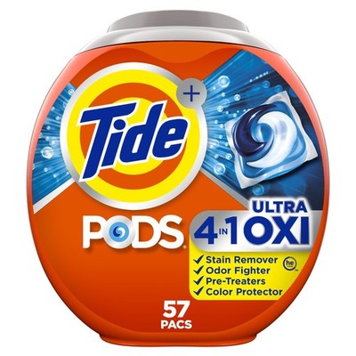 Tide 4-n-1 Ultra Oxi PODS Laundry Detergent Pacs, 57 57 Count (Pack of 1) 