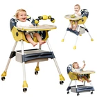 Baby High Chair, 4 in 1 Convertible Highchair for Babies & Toddlers, Double Tray