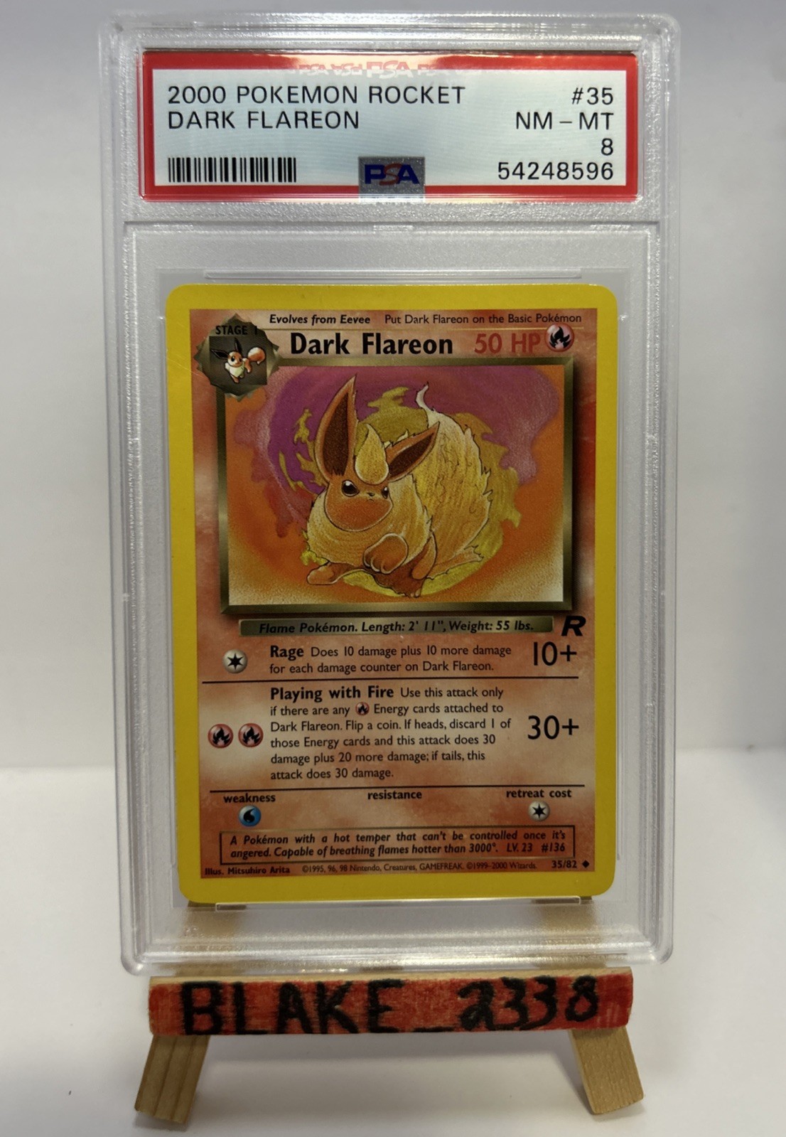2000 Pokemon Rocket DARK FLAREON 1st Edition 35/82 PSA 8 NM-MT