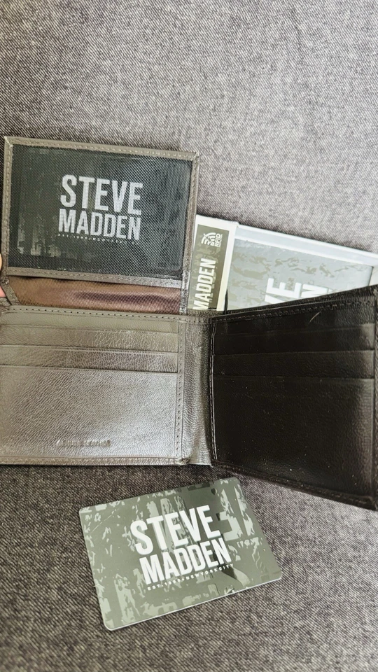STEVE MADDEN MEN’S GENUINE LEATHER BIFOLD WALLET WITH RFID PROTECTION, Black - Image 2 of 2