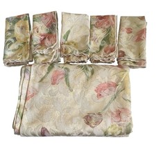 Rectangle Tablecloth 58x115  5 Napkins 16.5x16.5  Floral Pastel Easter