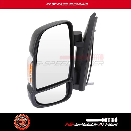 LH Mirror For 2014 DODGE RAM PROMASTER Textured Manual Fold Signal Manual Black