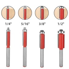 2Pcs Router Bit 1/4" Shank 1/4"-1/2" Dia Flush Trim Bit with Bearing 2 Flutes