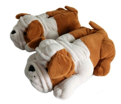 Fluffy Winter Slippers Animal Slippers Bulldog for Women & Men, Adult...