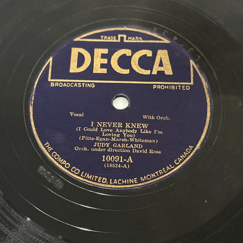 5 78rpm Judy Garland Soundtrack Lot of 5 Canada Press Decca Rare Shellac Records - Image 2 of 4