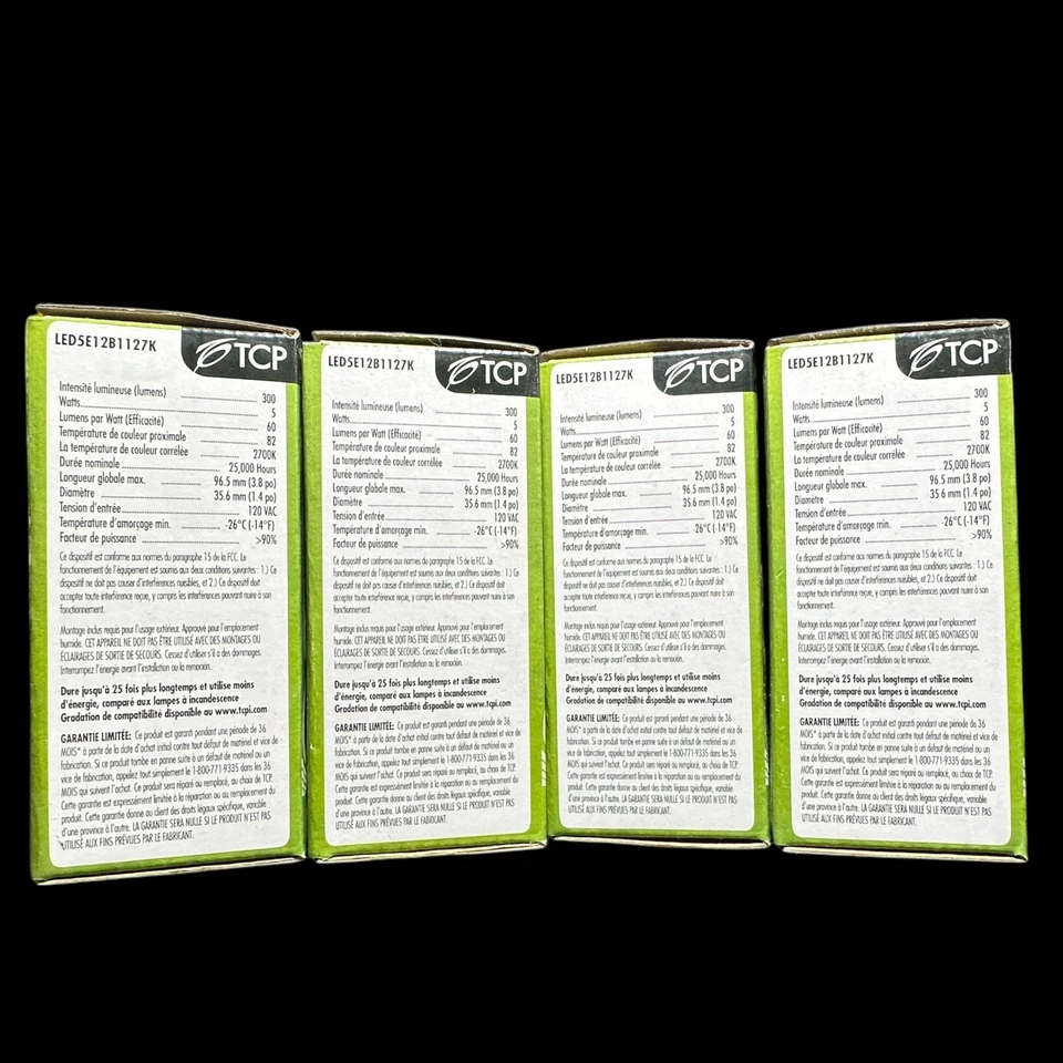 TCP Dimmable Chandelier Bulb Candelabra Base 4pk LED 5W(40W Equiv) LED5E12B1127K - Image 4 of 4