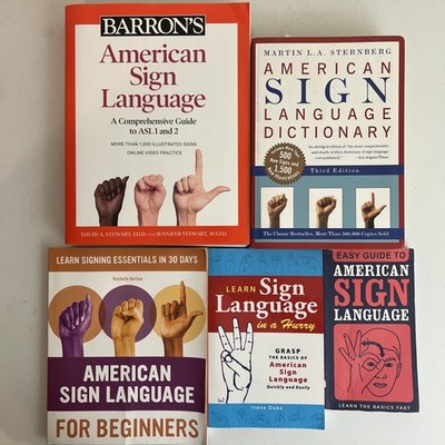American Sign Language 5 Book Lot   ASL Dictionary Barron s Learn Sign Language