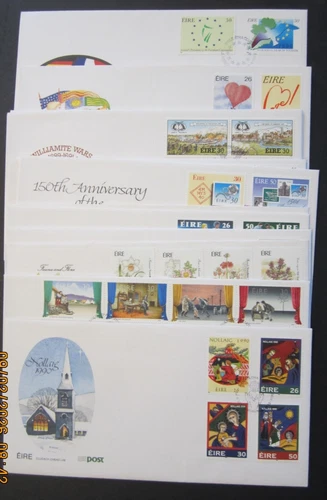 Eire - Ireland 12 First day covers 1990. Football, Flowers, Military