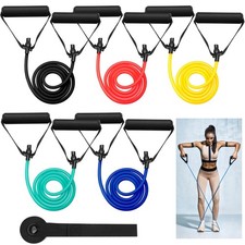 5 Pcs Exercise Resistance Bands with Handles Physical Resistance Tube Workout...