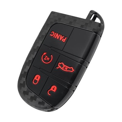 5 Buttons Key Fob Cover,Key Fob Replacement for Protecting Carbon Fiber Red