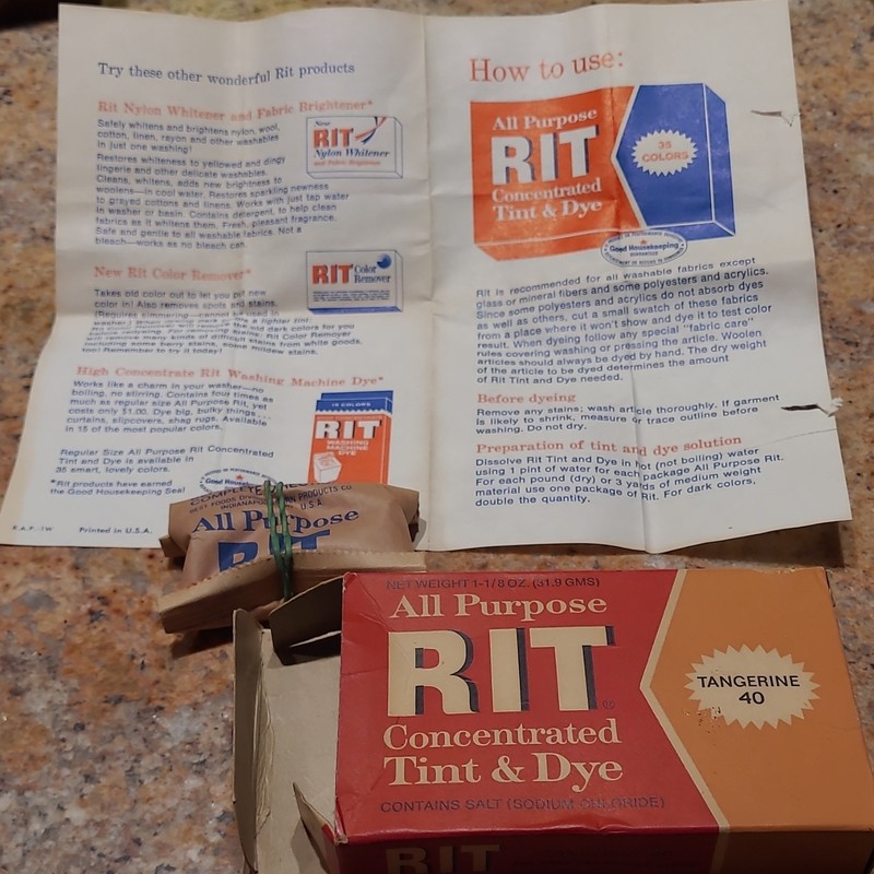 Vintage Rit All Purpose Synthetic Dye Tangerine 40 Powder for Tub/Hand/Washer