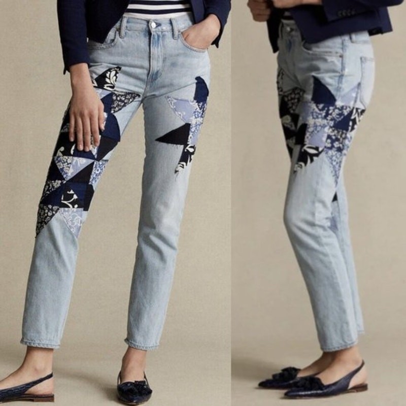 NEW Polo Ralph Lauren Avery Boyfriend Kipton Wash Patchwork Star Print Jeans 26 thumbnail 2