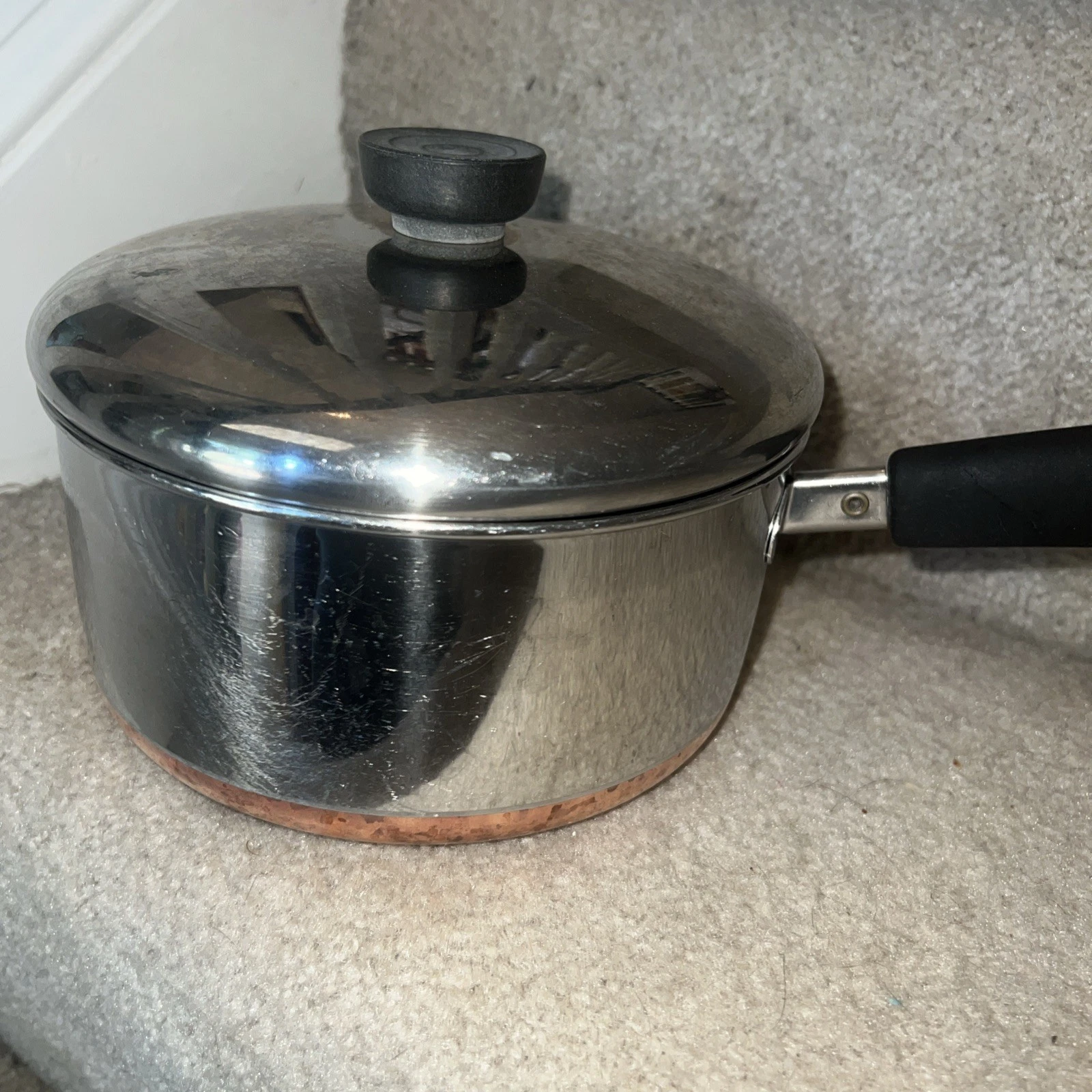 REVERE WARE 2QT. Sauce Pan Copper Bottom With Lid Vintage Clinton, IL 1801