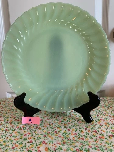 Vtg Anchor Hocking Fire King Jadeite Shell Swirl 10” Dinner Plate