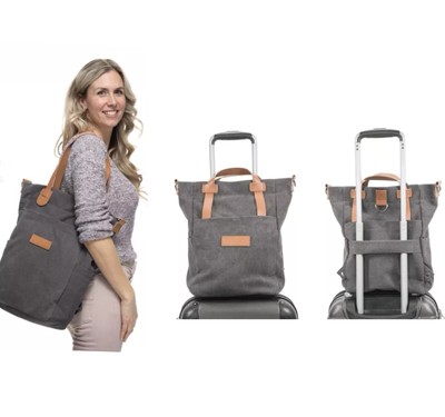 Pragma Style Travel Canvas Handbag Carry On Satchel Cotton Gray Large Tote