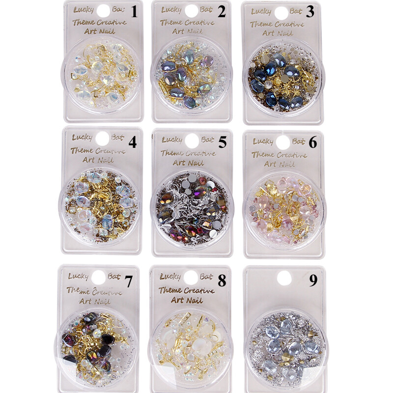 Mixed 3D Rhinestones Crystal Gems Jewelry Gold Sequin Nail Art