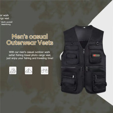 Mens Cargo Multi Pocket Utility Vest Fishing Hiking Camping Gilet Waistcoat Tops