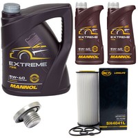 MotoröL Set Mannol Extreme 5W-40 7 Liter + ÖLfilter + Schraube FüR BMW 3Er 330D